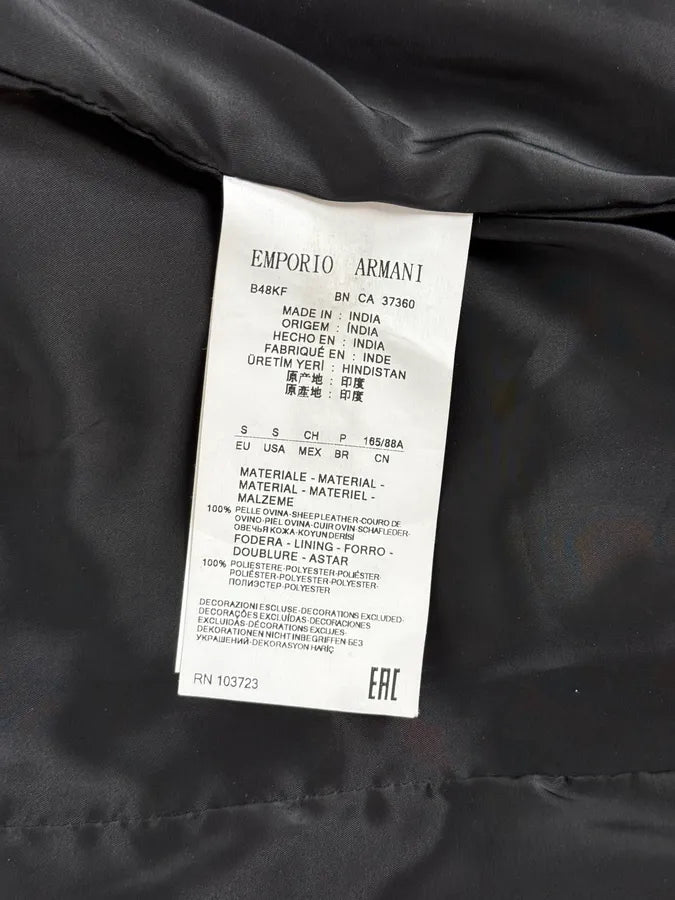 2010s Emporio Armani Black Leather Hooded Jacket bCoFJFM 9