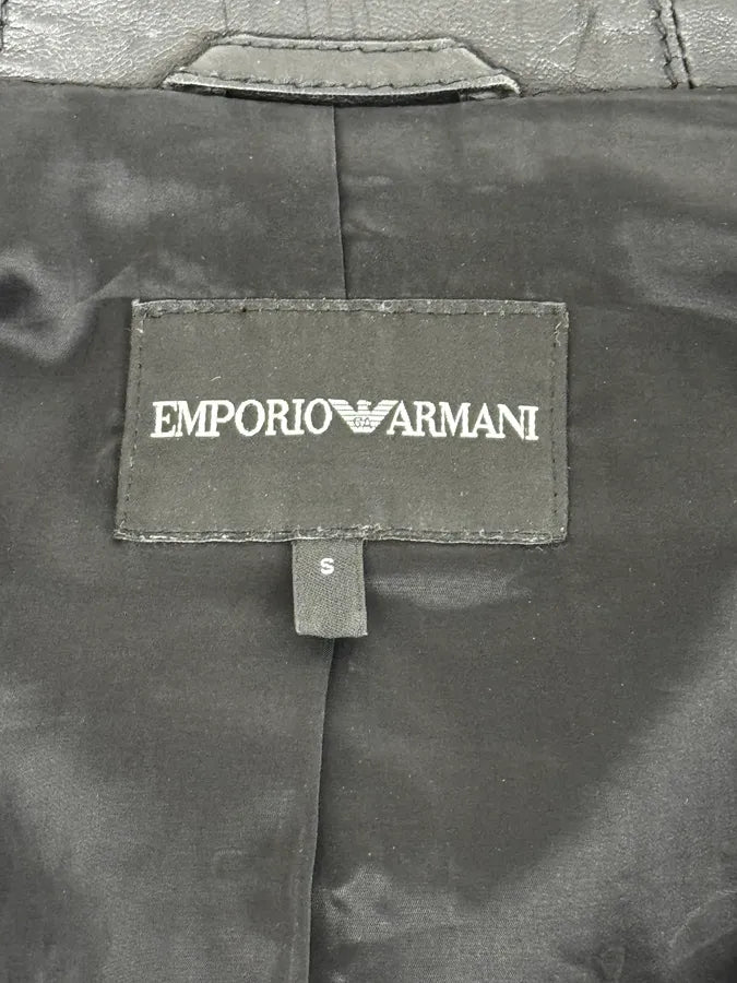 2010s Emporio Armani Black Leather Hooded Jacket bCoFJFM 8