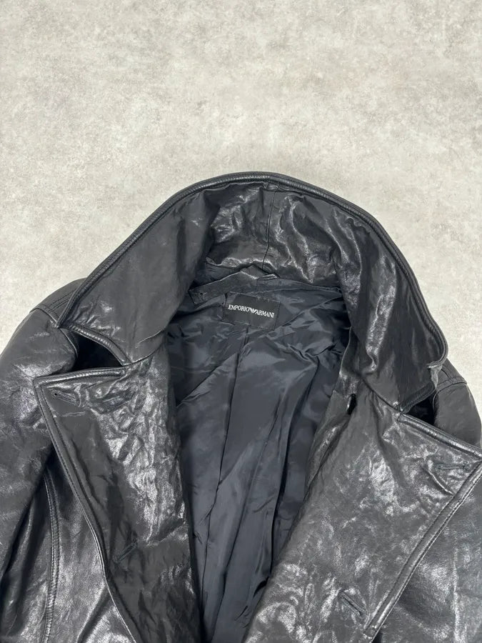 AW2007 Emporio Armani Multi-Pocket Black Leather Jacket  hdgVWOi 7
