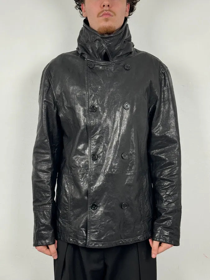 AW2007 Emporio Armani Multi-Pocket Black Leather Jacket  hdgVWOi 1