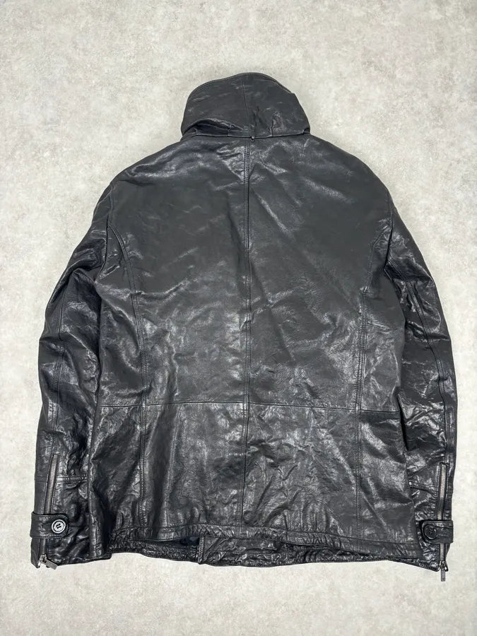 AW2007 Emporio Armani Multi-Pocket Black Leather Jacket  hdgVWOi 4