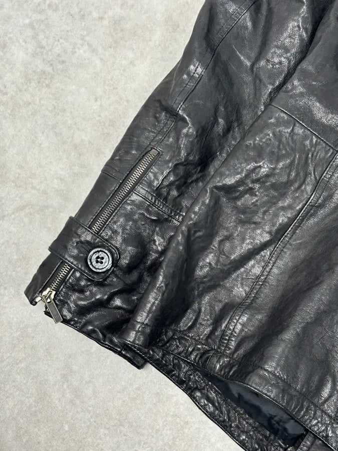 AW2007 Emporio Armani Multi-Pocket Black Leather Jacket  hdgVWOi 8