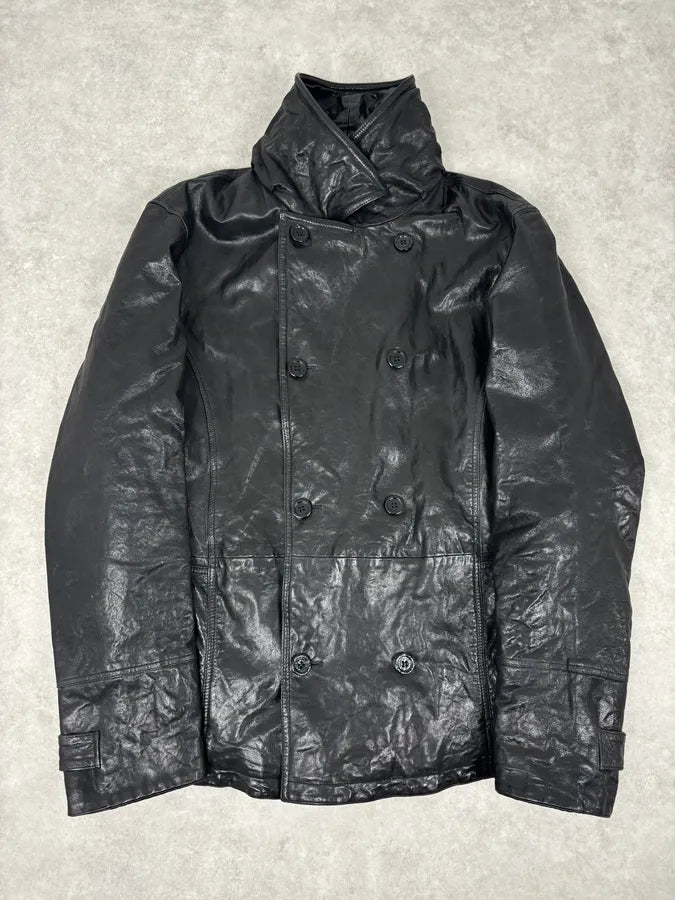AW2007 Emporio Armani Multi-Pocket Black Leather Jacket  hdgVWOi 0