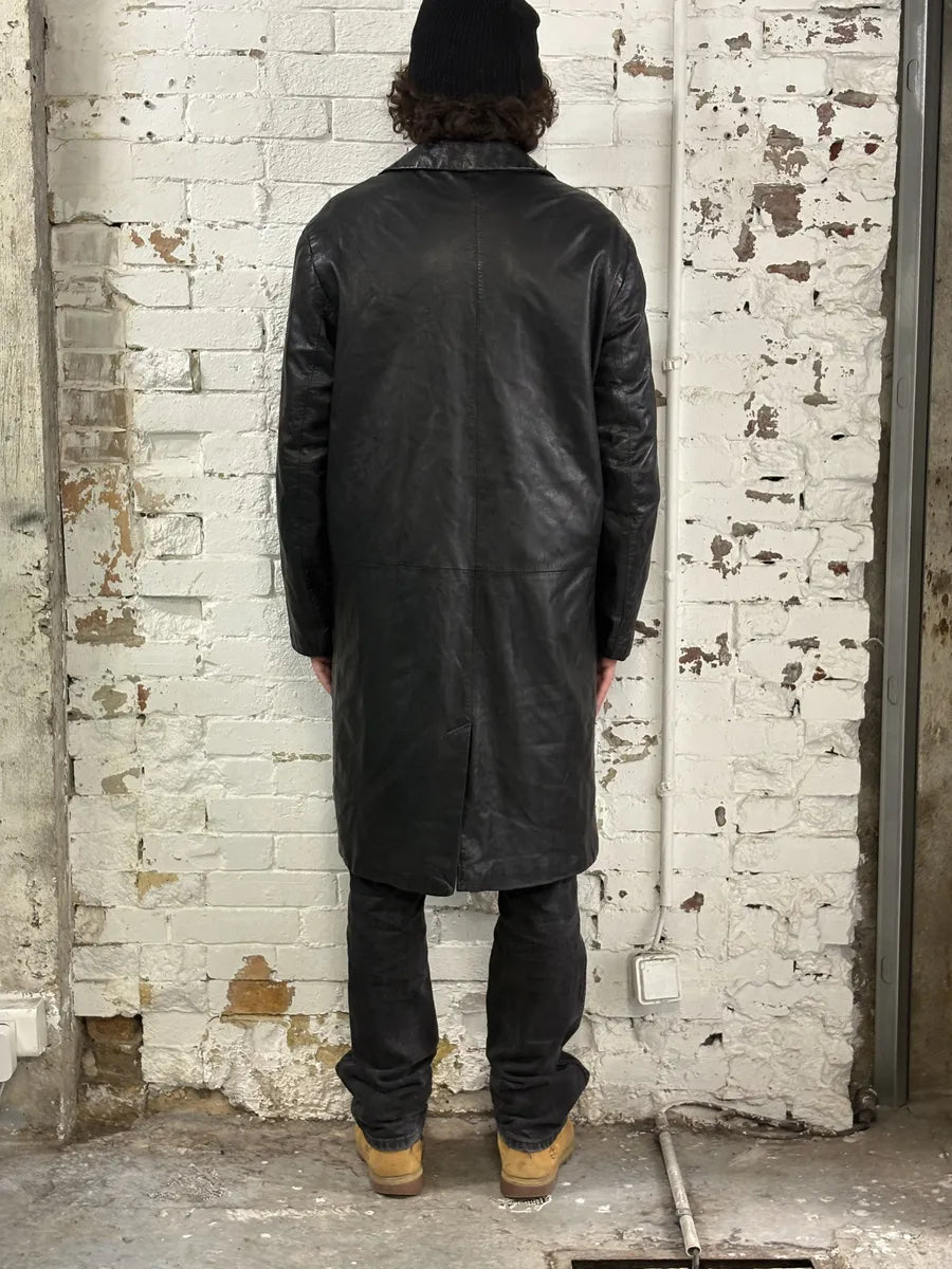 2000s Emporio Armani Black Long Premium Lamb Leather Jacket jGWPXmm 2