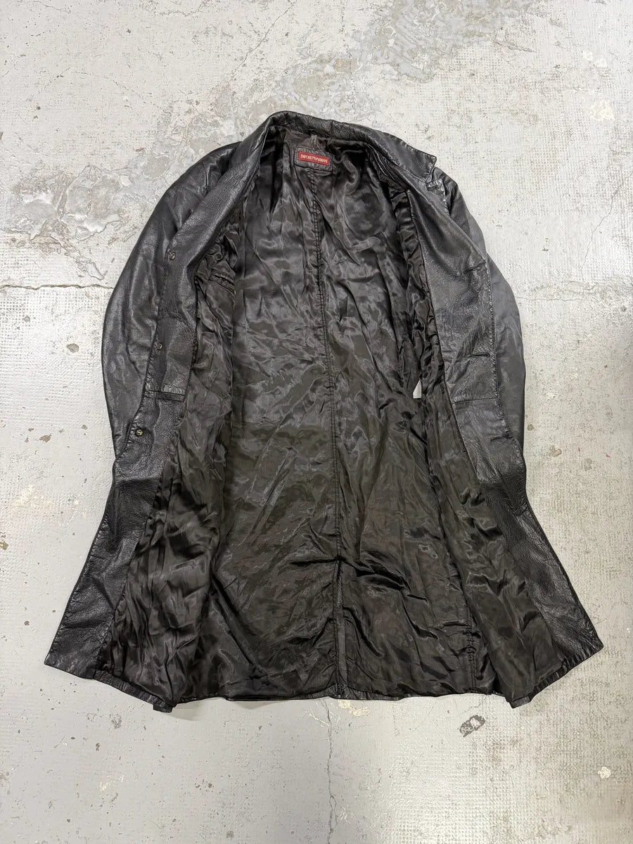 2000s Emporio Armani Black Long Premium Lamb Leather Jacket jGWPXmm 7