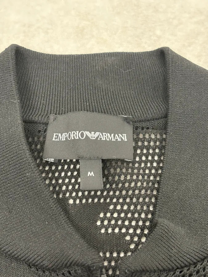 2000s Emporio Armani Black Mesh Camo Bomber Jacket zDNEJKs 7