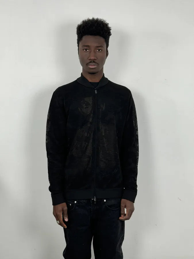 2000s Emporio Armani Black Mesh Camo Bomber Jacket zDNEJKs 1