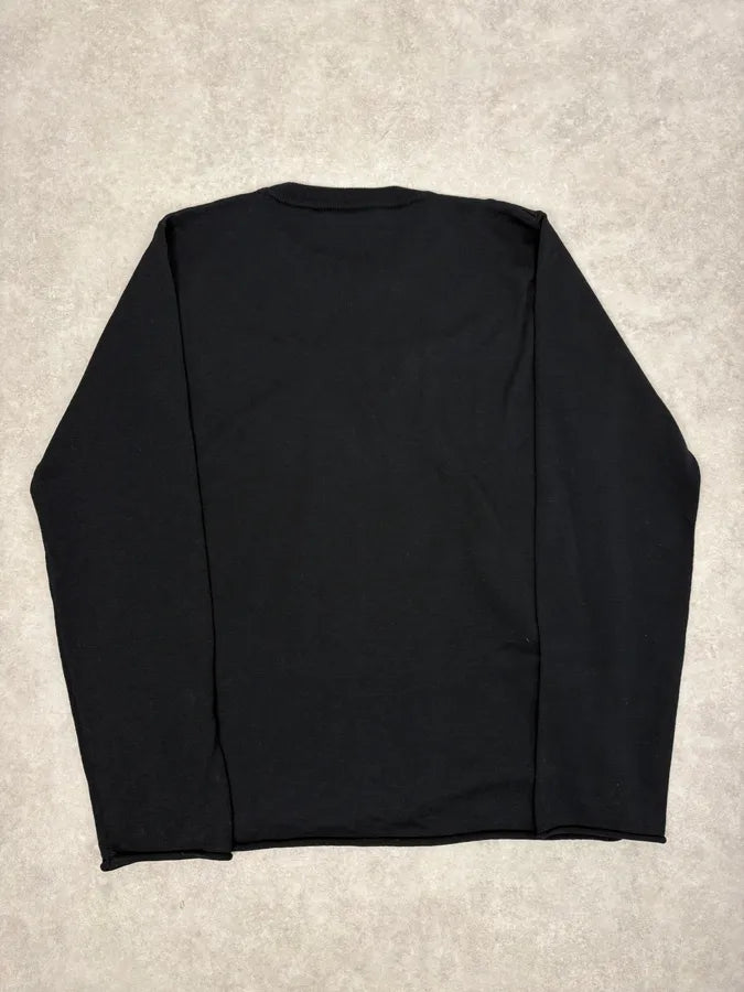 2000s Emporio Armani Black Patchwork V-Neck Wool Sweater WKZzyvc 5