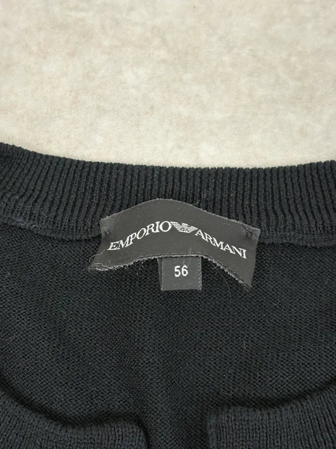 2000s Emporio Armani Black Patchwork V-Neck Wool Sweater WKZzyvc 6