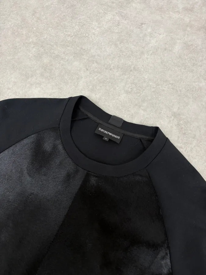 2010s Emporio Armani Black Pony Hair Wool Sweater DVjfLTY 3