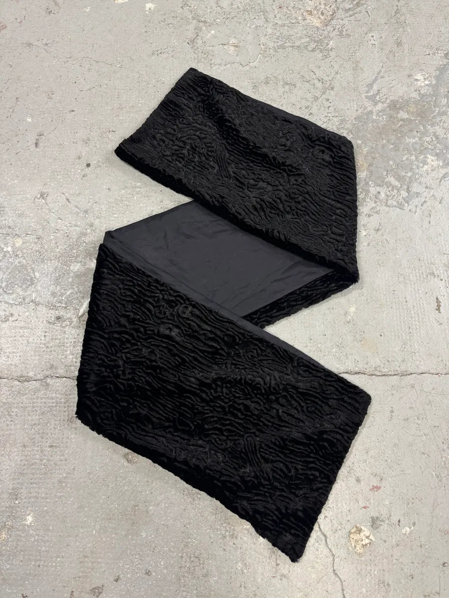2000s Emporio Armani Black Silk Hybrid Scarf AarolTo 0