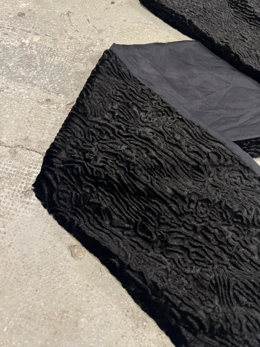 2000s Emporio Armani Black Silk Hybrid Scarf AarolTo 3