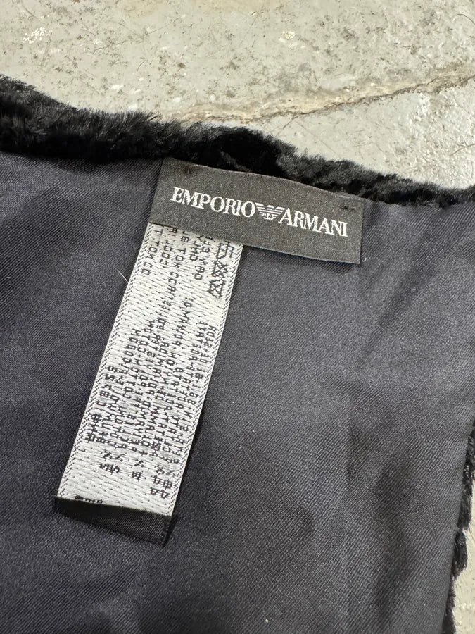 2000s Emporio Armani Black Silk Hybrid Scarf AarolTo 5