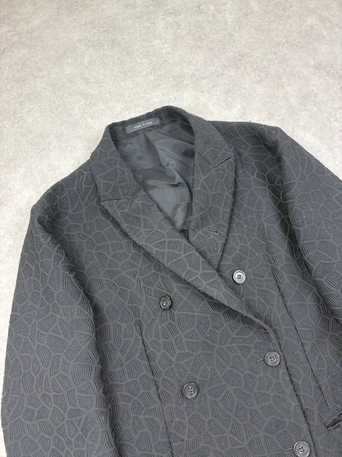 AW2018 Emporio Armani Black Textured Breasted Blazer Jacket nobFmgb 4