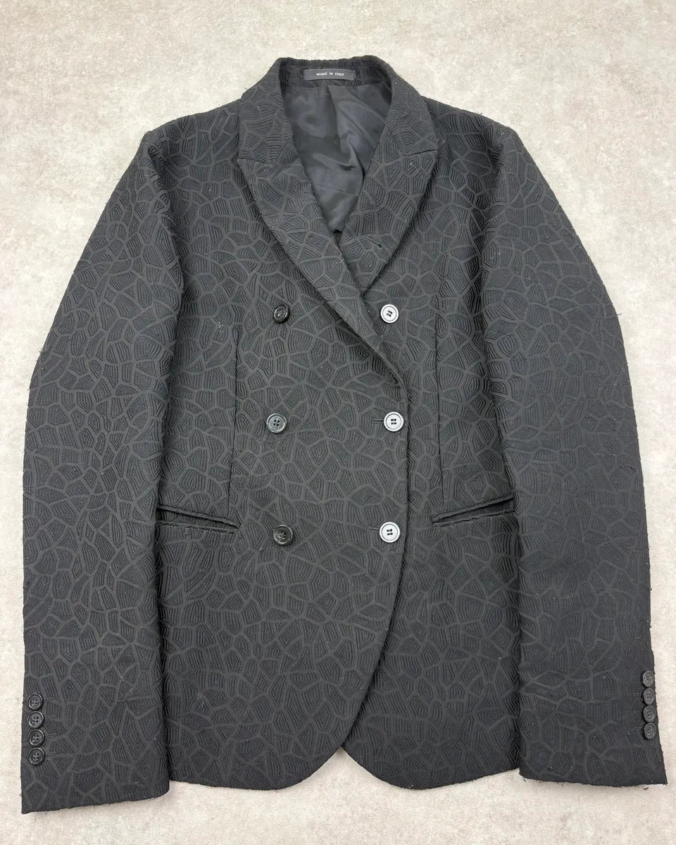 AW2018 Emporio Armani Black Textured Breasted Blazer Jacket nobFmgb 0
