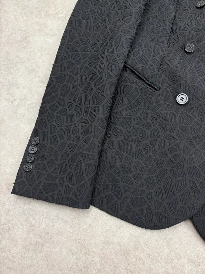AW2018 Emporio Armani Black Textured Breasted Blazer Jacket nobFmgb 7