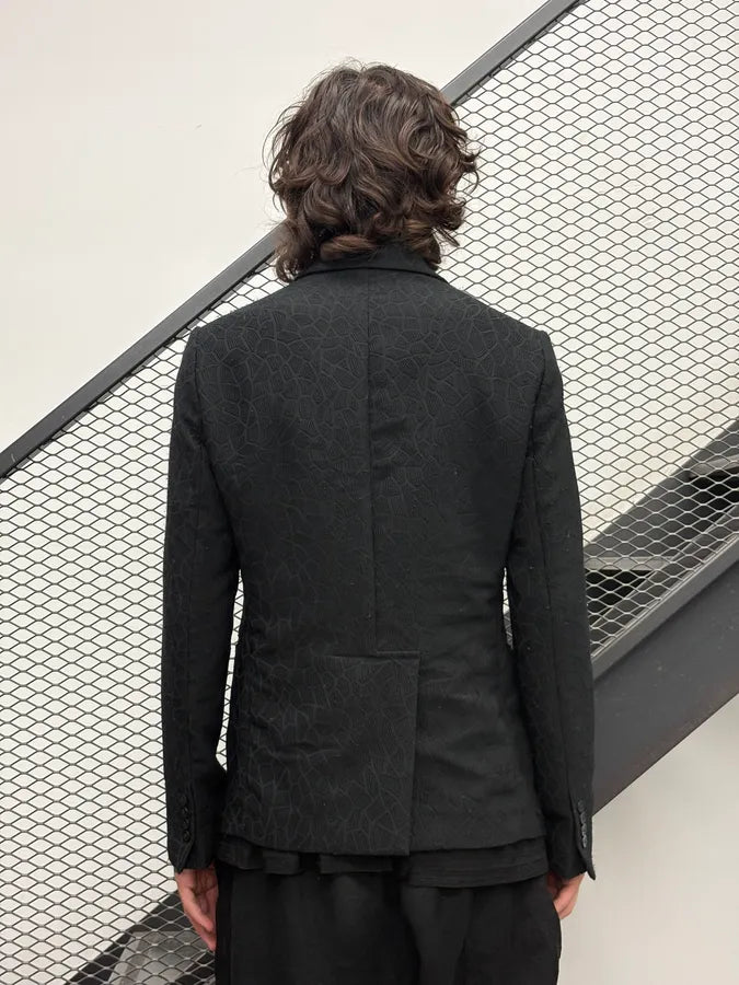 AW2018 Emporio Armani Black Textured Breasted Blazer Jacket nobFmgb 2