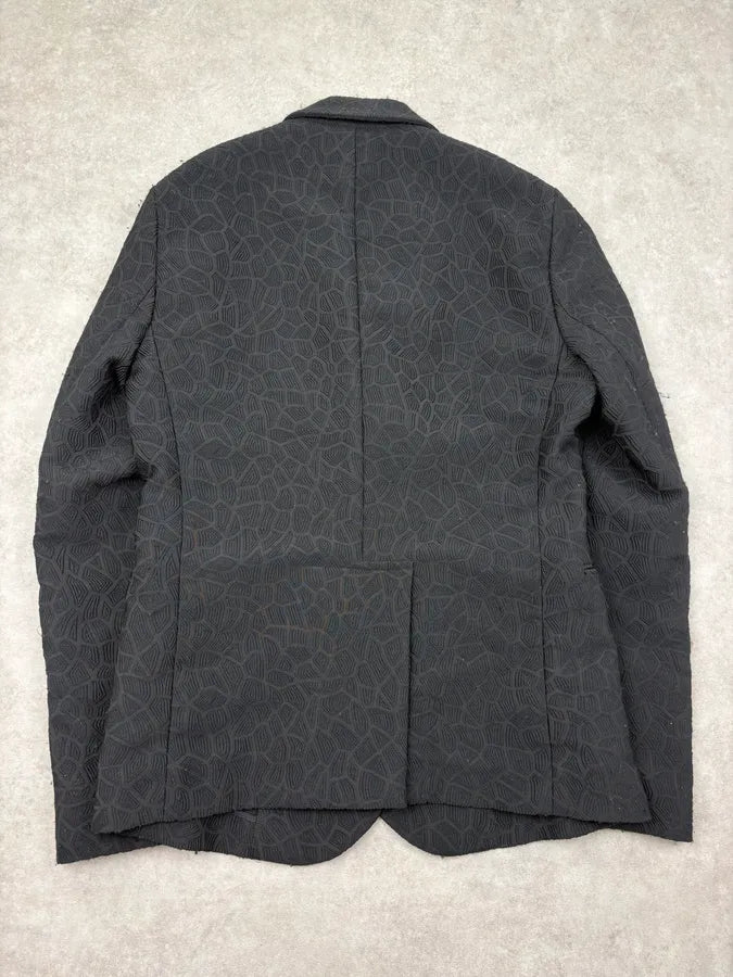 AW2018 Emporio Armani Black Textured Breasted Blazer Jacket nobFmgb 5
