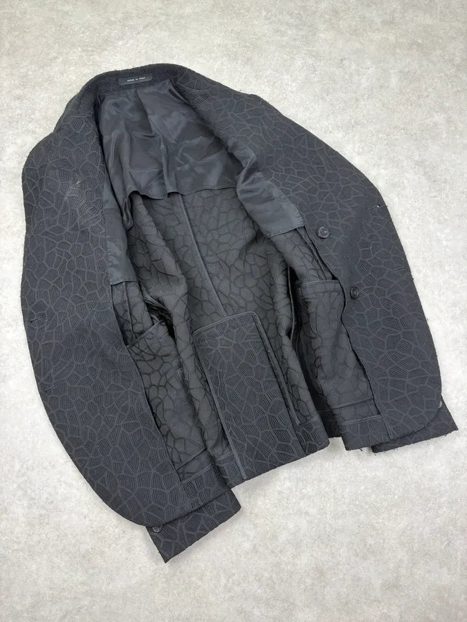 AW2018 Emporio Armani Black Textured Breasted Blazer Jacket nobFmgb 6