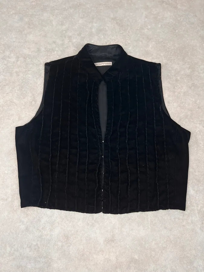 2000s Emporio Armani Black Velvet Vest Ieaycgy 0