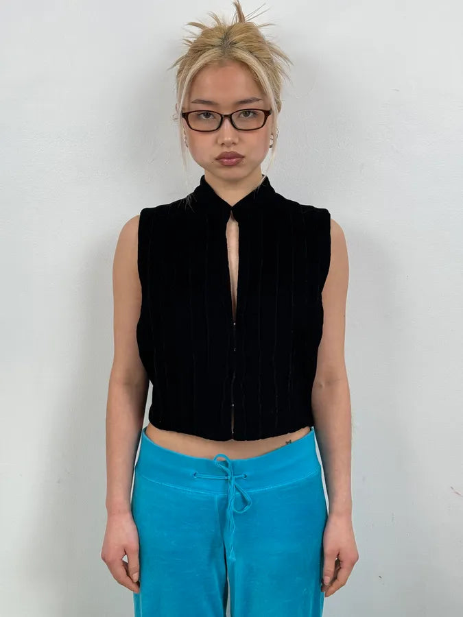 2000s Emporio Armani Black Velvet Vest Ieaycgy 1