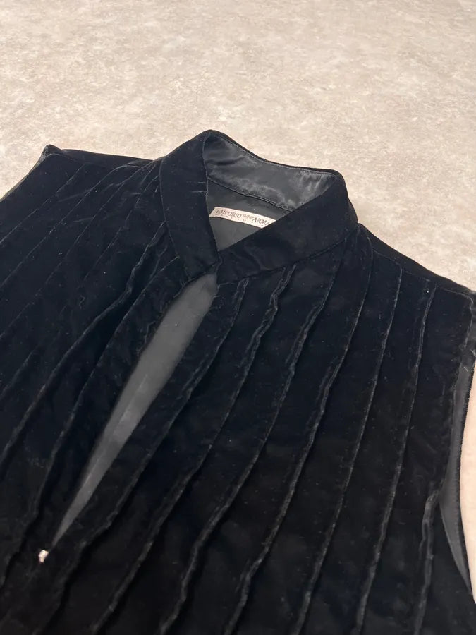 2000s Emporio Armani Black Velvet Vest Ieaycgy 4