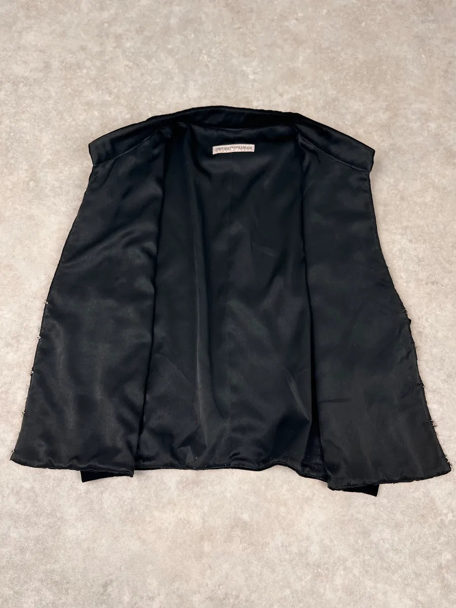 2000s Emporio Armani Black Velvet Vest Ieaycgy 7