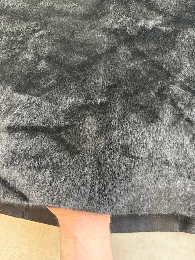 SS2014 Emporio Armani Black Wool & Fur Hybrid Caban mjgFzRB 8