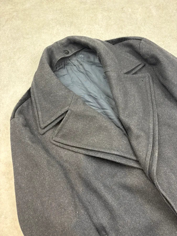 SS2014 Emporio Armani Black Wool & Fur Hybrid Caban UeErqmr 4