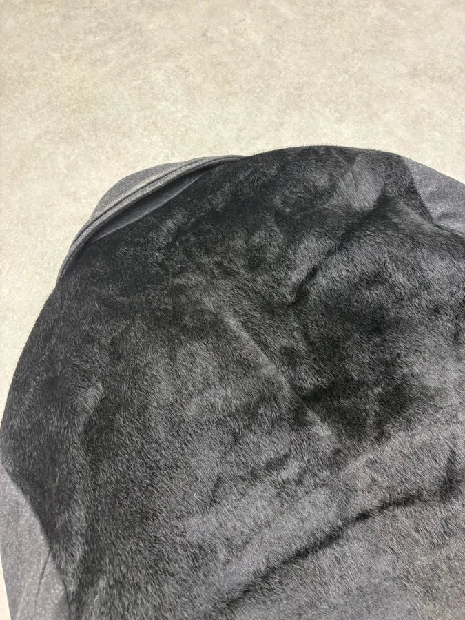 SS2014 Emporio Armani Black Wool & Fur Hybrid Caban mjgFzRB 9