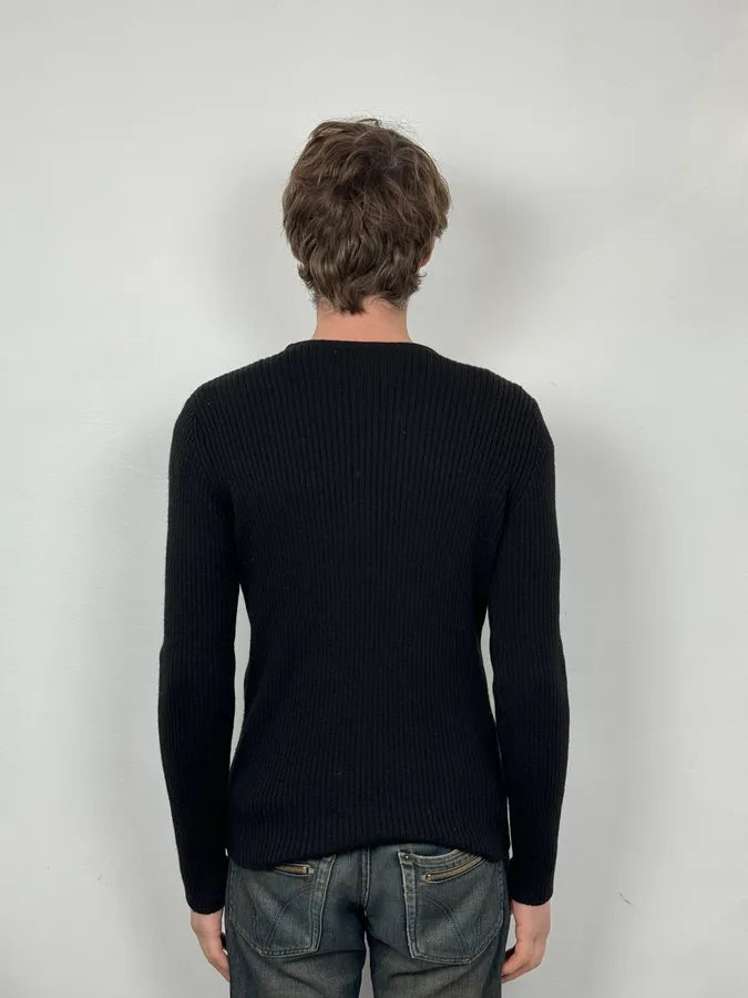 2000s Emporio Armani Black Wool Zip Sweater lTWakPM 2