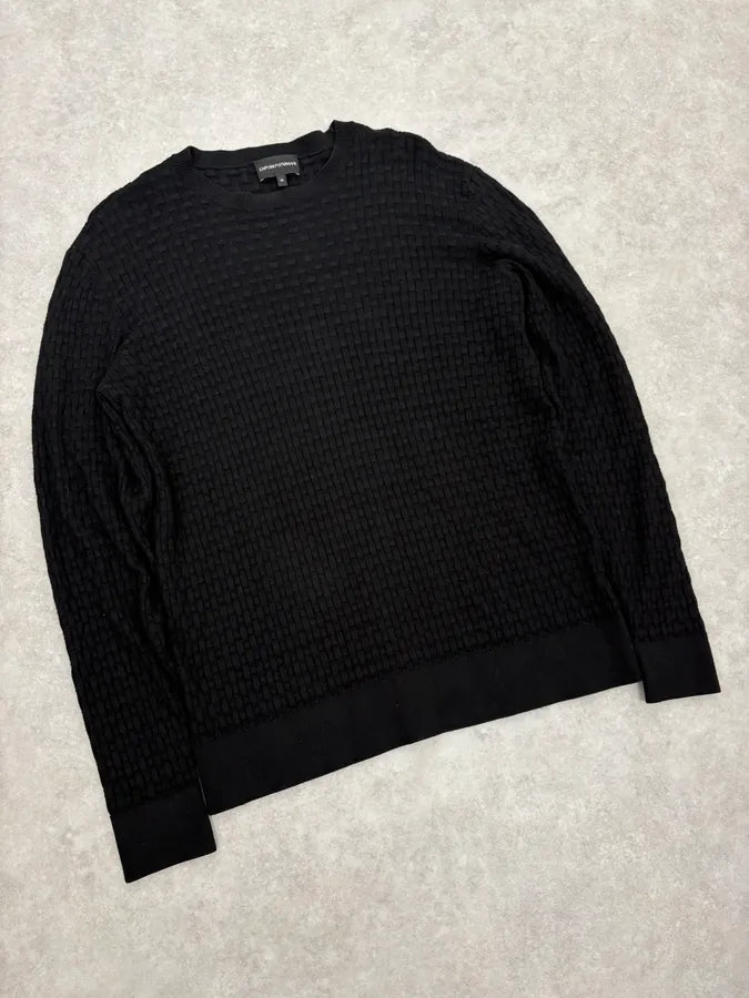 2000s Emporio Armani Black Woven Wool Sweater ENPhhci 3