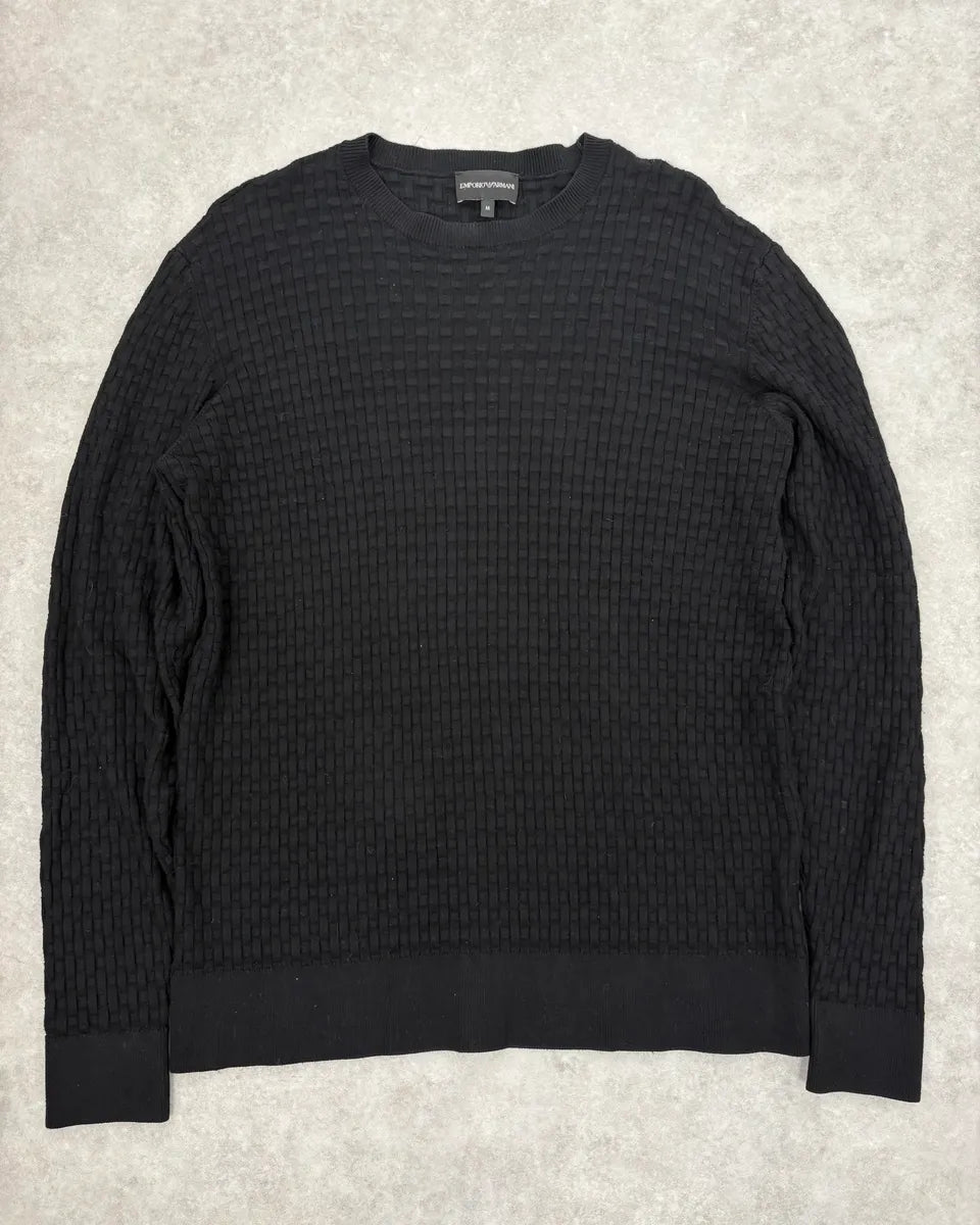 2000s Emporio Armani Black Woven Wool Sweater ENPhhci 0