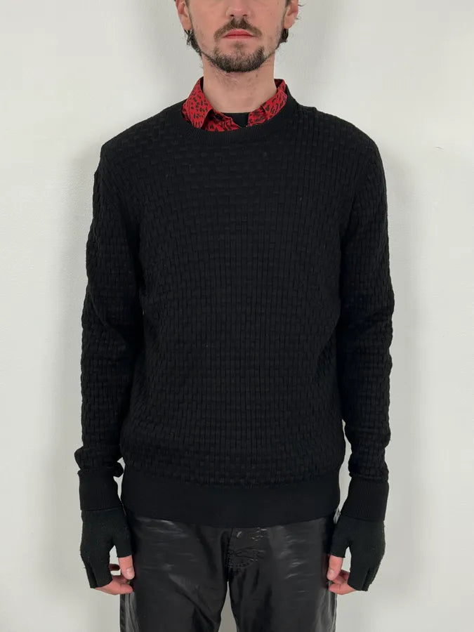 2000s Emporio Armani Black Woven Wool Sweater ENPhhci 1