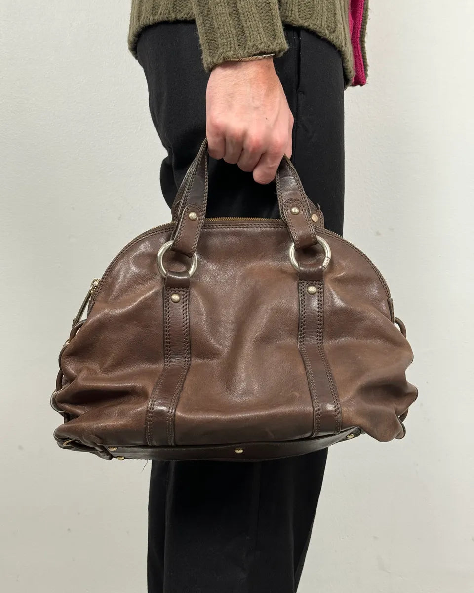 2000s Emporio Armani Brown Leather Handle Bag mjHzbFE 1
