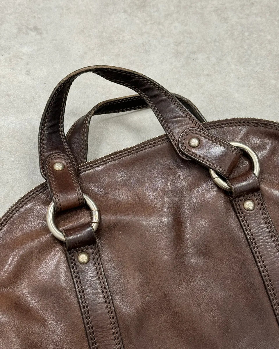 2000s Emporio Armani Brown Leather Handle Bag mjHzbFE 2