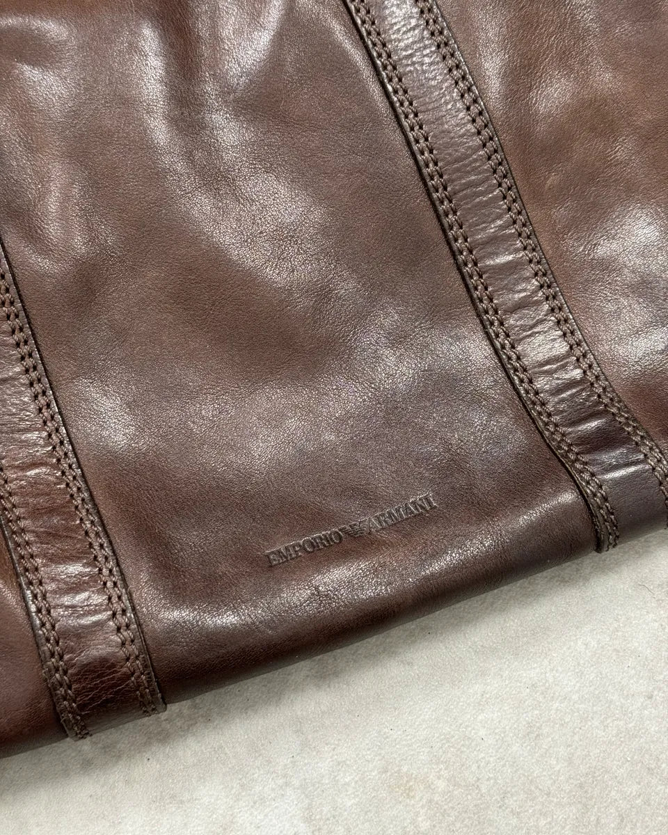 2000s Emporio Armani Brown Leather Handle Bag mjHzbFE 3