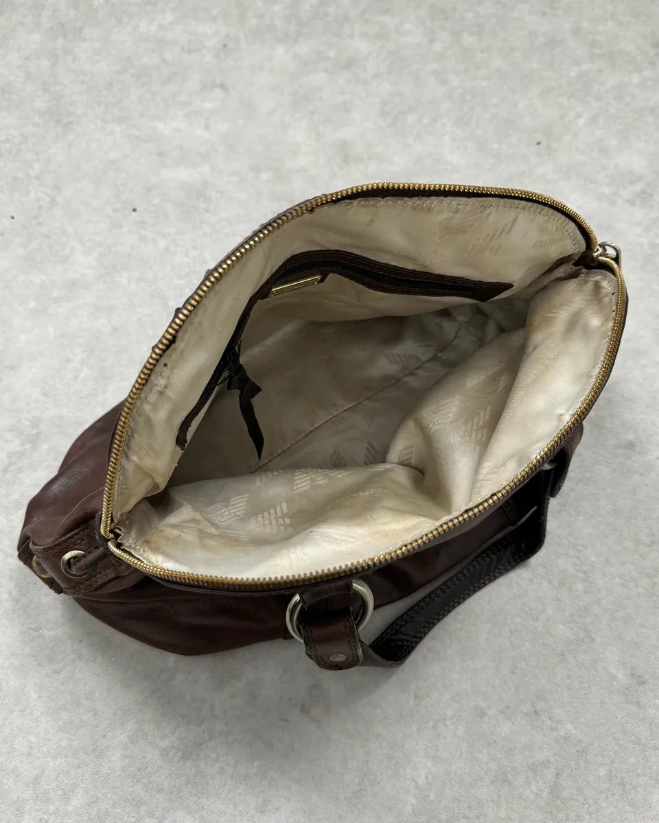 2000s Emporio Armani Brown Leather Handle Bag mjHzbFE 6