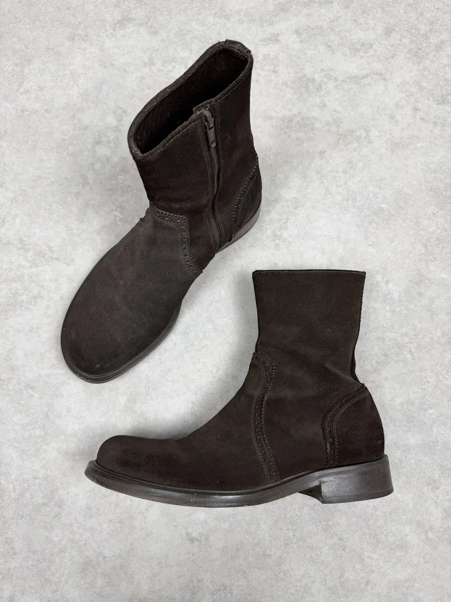 2000s Emporio Armani Brown Suede Leather Boots zfxrtfA 2