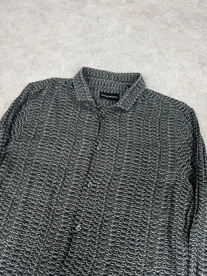 2000s Emporio Armani Chainlink Print Shirt zSQHlHx 4