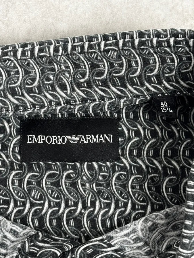 2000s Emporio Armani Chainlink Print Shirt zSQHlHx 8
