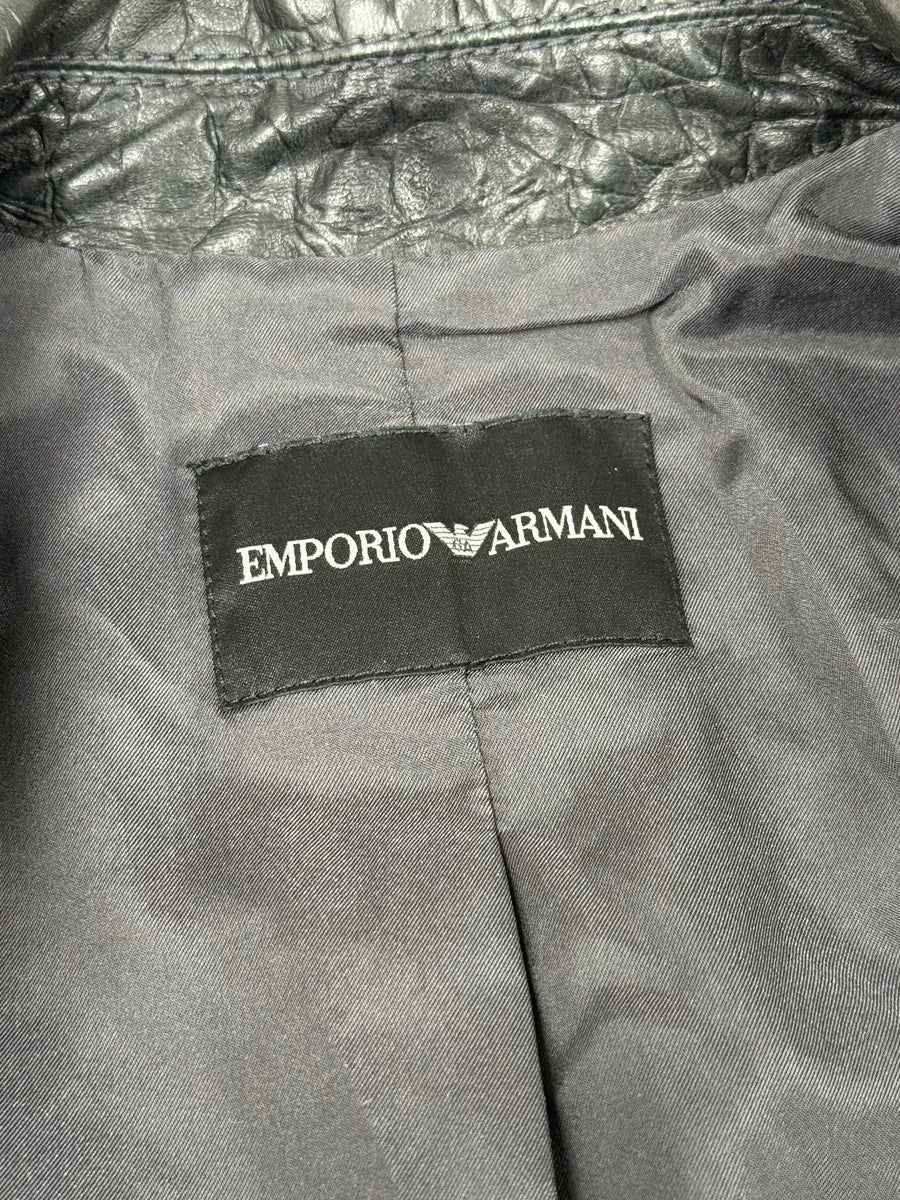 2000s Emporio Armani Crocodile Embossed Grey Leather Jacket vkyTTdt 8