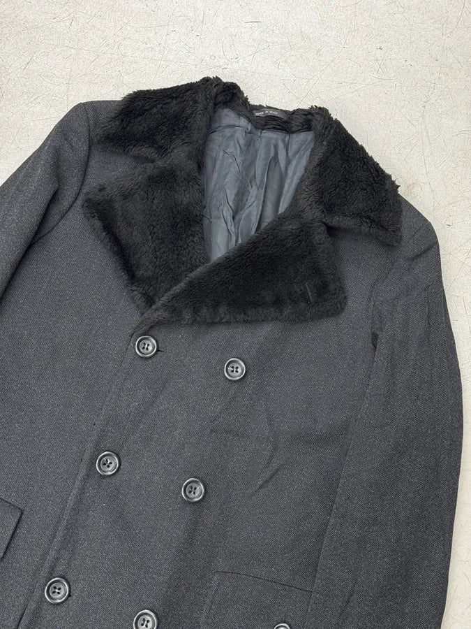 AW2008 Emporio Armani Dark Grey Faux Fur Collar Coat JXAJckp 4