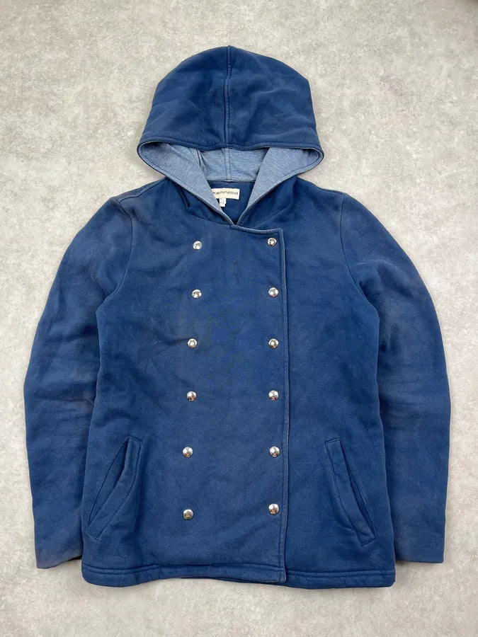 2000s Emporio Armani Double-Breasted Navy Hoodie rvJnASm 1
