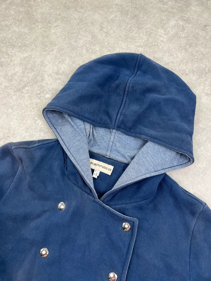 2000s Emporio Armani Double-Breasted Navy Hoodie rvJnASm 4