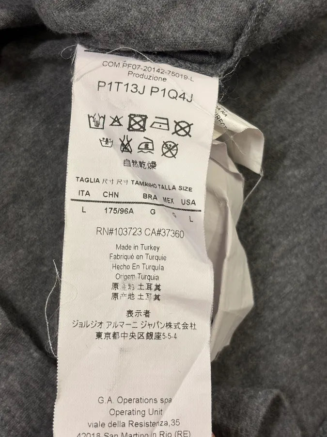 AW2014 Emporio Armani Grey & Blue Velvet Abstract T-Shirt wBWSGoC 7