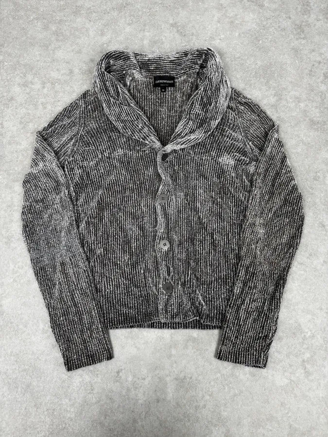 2000s Emporio Armani Grey Cardigan Sweater FKToNfY 0