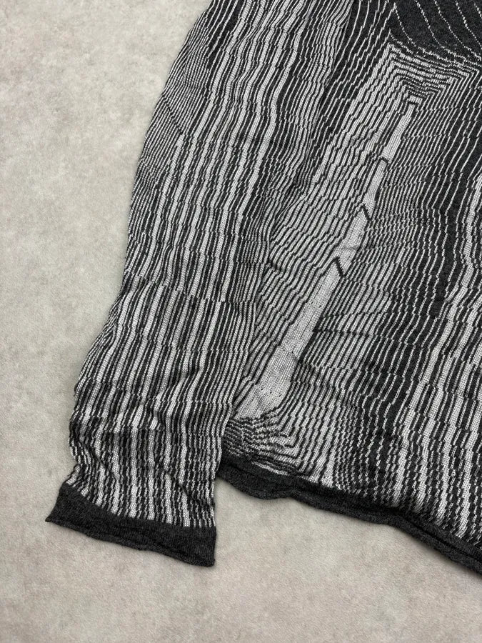 2000s Emporio Armani Grey Geometric Lines Wool Sweater TqanPTn 6