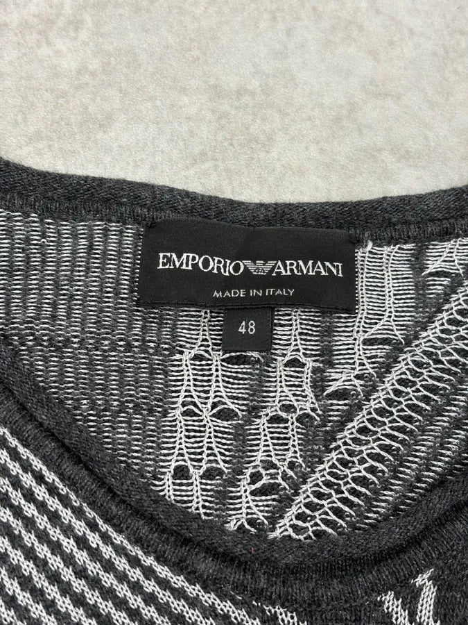 2000s Emporio Armani Grey Geometric Lines Wool Sweater TqanPTn 7