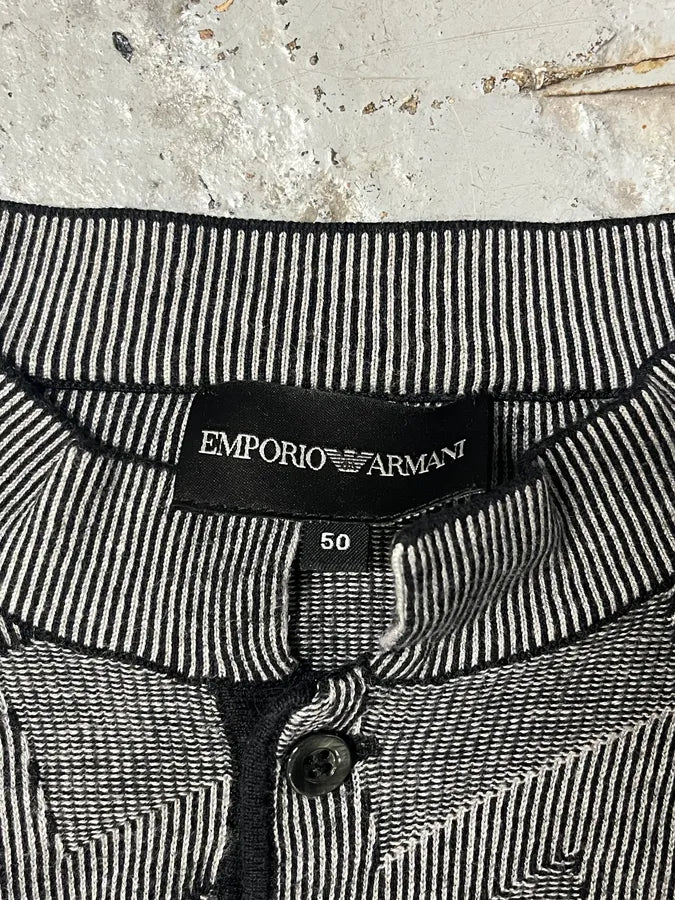 2000s Emporio Armani Grey Geometrical Henley Longsleeves tIltJna 7